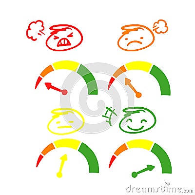 Hand drawn speedometer rating satisfaction measurement icon illustration in doodle style Vector Illustration