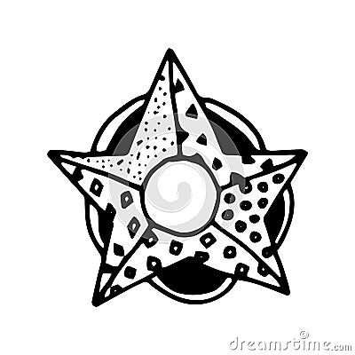 Hand Drawn star doodle. Sketch style icon. Isolated on white background. Zentangle design. Vector illustration. Ornate stars with Vector Illustration