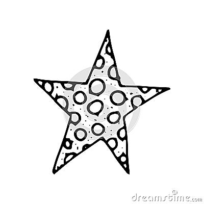 Hand Drawn star doodle. Sketch style icon. Isolated on white background. Zentangle design. Vector illustration. Ornate stars with Vector Illustration
