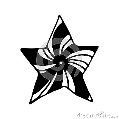 Hand Drawn star doodle. Sketch style icon. Isolated on white background. Zentangle design. Vector illustration. Ornate stars with Vector Illustration