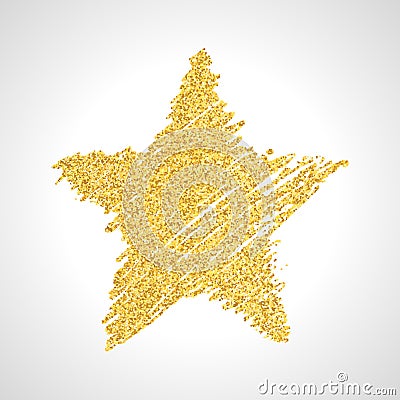 Hand drawn star with gold glitter effect Vector Illustration