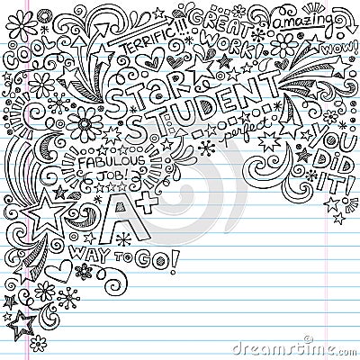 Star Student Great Grades A Plus Inky Notebook Doo Vector Illustration