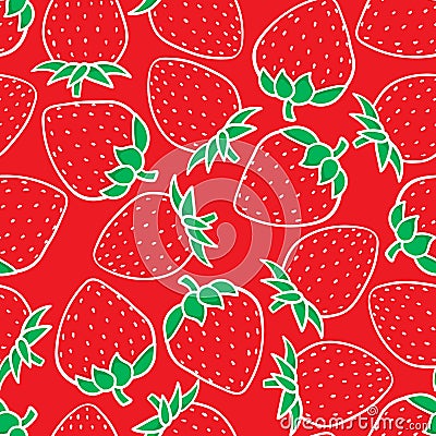 Hand drawing Strawberry Fashion sketch seamless pattern isolated on red background. Vector illustration Holiday Merry Vector Illustration