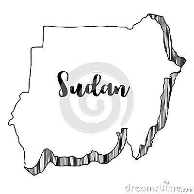 Hand drawn of Sudan map, illustration Stock Photo