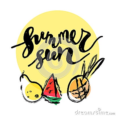 Hand drawn summer card. Vector Illustration