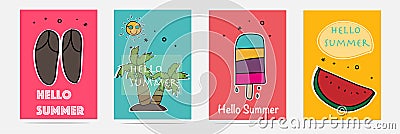 Hand Drawn Summer Set. Vector Illustration