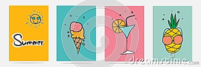 Hand Drawn Summer Set. Vector Illustration