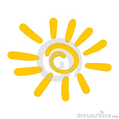 Hand drawn sun icon. Vector Illustration