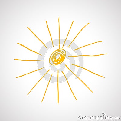Hand drawn sun. Simple sketch sun. Solar symbol Vector Illustration