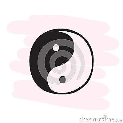A hand-drawn symbol of Chinese philosophy. Yin and yang. Vector Illustration