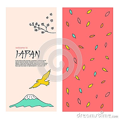 Hand drawn symbols of Japan. Japanese culture and architecture. Stock Photo