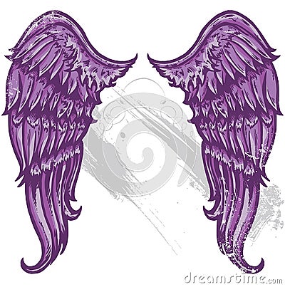 Hand drawn tattoo style wings Vector Illustration