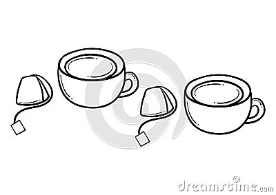 hand drawn teacup and teabag Vector Illustration