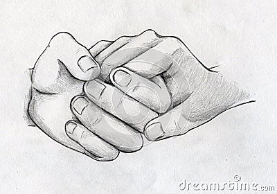 Hand drawn tender hands sketch Stock Photo