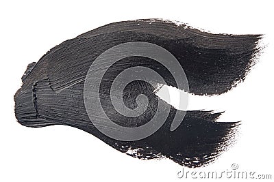 hand drawn textured black oil tick brush stroke, isolated on white background Stock Photo