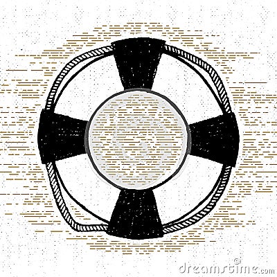 Hand drawn textured icon with life buoy vector illustration Vector Illustration