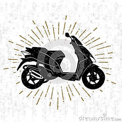 Hand drawn textured icon with scooter vector illustration Vector Illustration