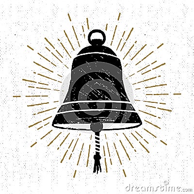 Hand drawn textured icon with ship`s bell vector illustration Vector Illustration