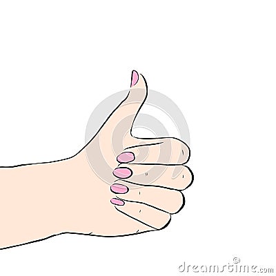 Hand drawn thumbs up isolated Vector Illustration