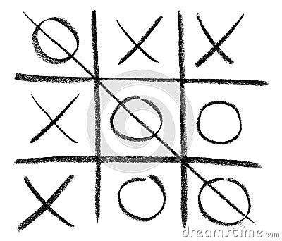 Hand-drawn tic-tac-toe game Stock Photo