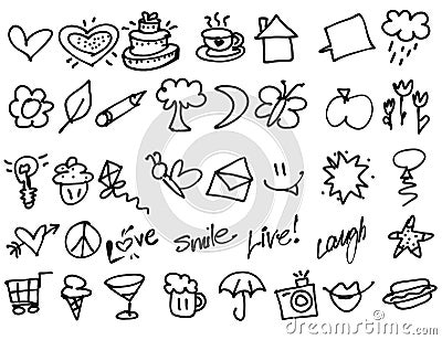Hand drawn Tiny birthday Party doodles Vector Illustration