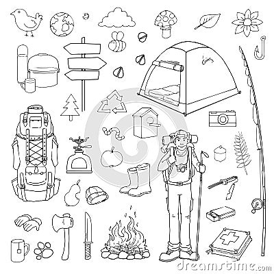 Hand drawn Tourist Vector Illustration