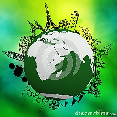 Hand drawn traveling around the world Stock Photo