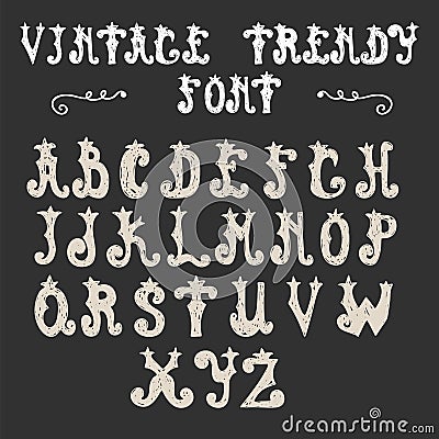 Hand drawn trendy font. Vector vintage alphabet Vector Illustration