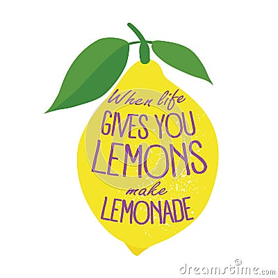 Hand drawn typography poster.Llemon on white background Vector Illustration