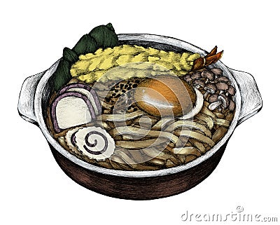 Hand drawn udon Japanese cuisine Stock Photo