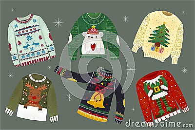 hand drawn ugly sweater collection vector design illustration Vector Illustration