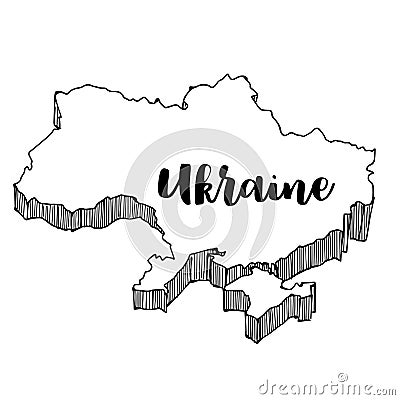 Hand drawn of Ukraine map Cartoon Illustration