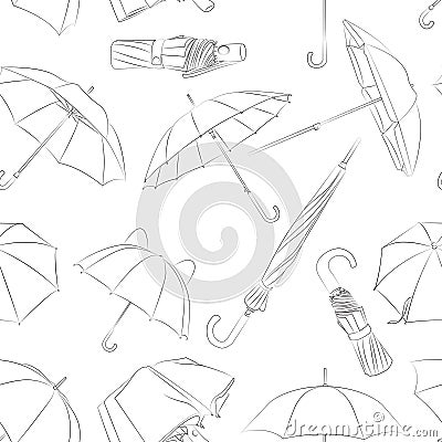 Hand drawn umbrellas pattern Vector Illustration