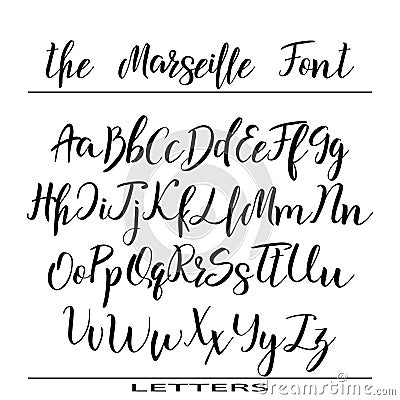 Hand drawn vector alphabet. Calligraphy letters for your design Vector Illustration