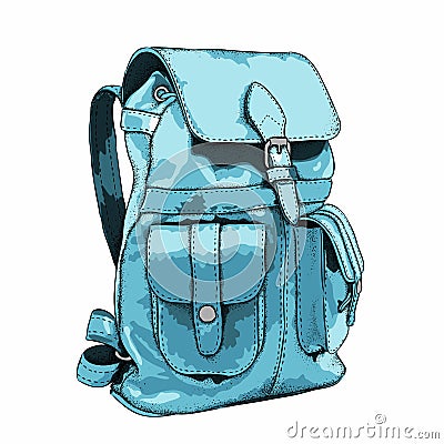 Hand drawn Vector Backpack. Mountain tourist equipment. Vector illustration Vector Illustration