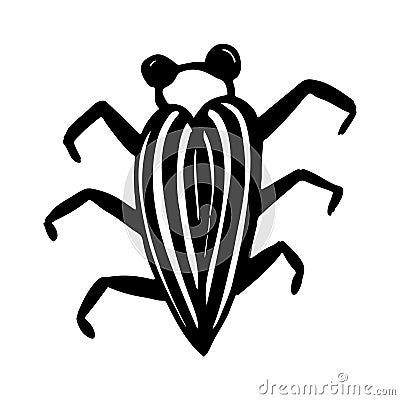 Hand drawn vector beetles. Black and white insects for design, icons, logo or print. Drawn with dots. Great illustration for Cartoon Illustration