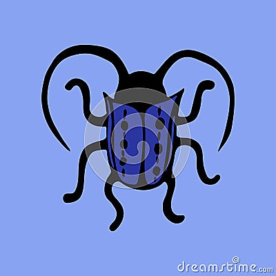Hand drawn vector beetles. Black and white insects for design, icons, logo or print. Drawn with dots. Great illustration for Cartoon Illustration