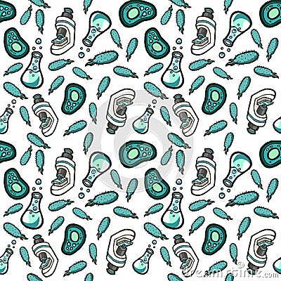 Hand drawn vector biologic seamless pattern. Vector Illustration