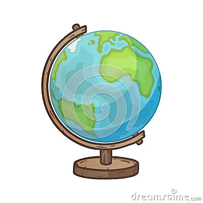Hand drawn vector cartoon globe. Vector Illustration