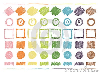 hand drawn vector crayon frames set Stock Photo