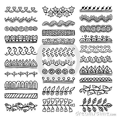 Hand Drawn Vector Dividers Set Vector Illustration