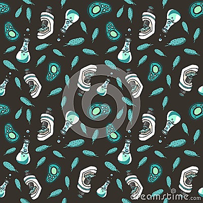 Hand drawn vector eps10 biologic seamless pattern. Vector Illustration