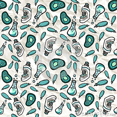 Hand drawn vector eps10 biologic seamless pattern. Vector Illustration