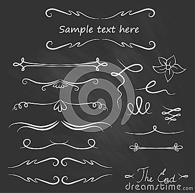 Hand Drawn Vector Flourishes, Accent Text (vector). Vector Illustration