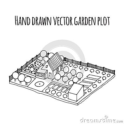 Hand drawn vector garden plot illustration vector Vector Illustration