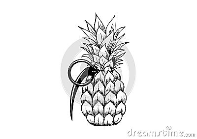 Hand drawn Vector Grenade pineaple Vector Illustration