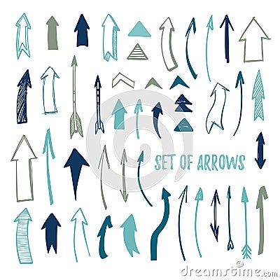 Hand drawn vector illustration - arrow collection. Sketch. Isolated Vector Illustration