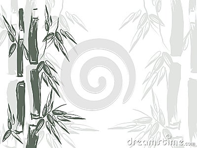 Hand drawn vector illustration with bamboo. Rain-forest of Asia Vector Illustration