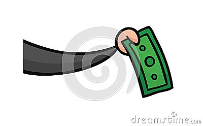 Hand drawn vector illustration businessman holdimg paper money Vector Illustration