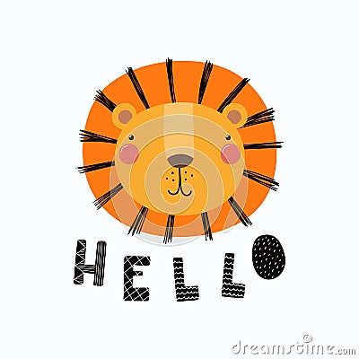 Cute lion portrait Vector Illustration